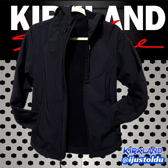Kirkland Signature Fleece Lined Soft Shell Hooded Zip-Up Jacket, Black Woman's S - Picture 4 of 16